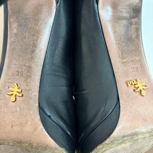 Prada Nappa Basic Nero Sz 39 US 9 Leather Ankle Heel Booties Box Dust Bag AUTH - Picture 9 of 13